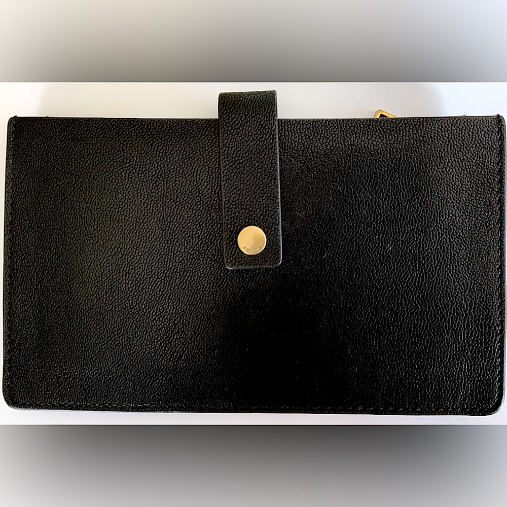 Fossil Leather Accordion Wallet Pebbled Black Leather New No Tags 4”Hx7”Wx.5”D